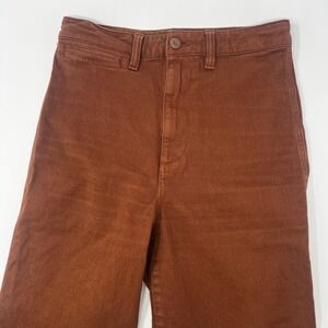 Quince Brown Cotton Twill Straight Leg Cropped Pants High Rise Size 27